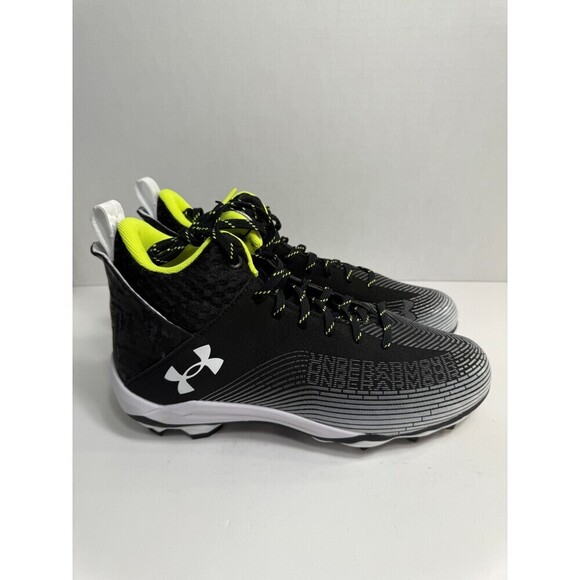 .9086 Under Armour Hammer MC 2.0 Football Cleats Black/White-US 9.5 Mens - Picture 1 of 5